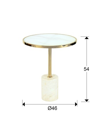 MESA AUX.·DEKALA·BLANCO/ORO Ø46